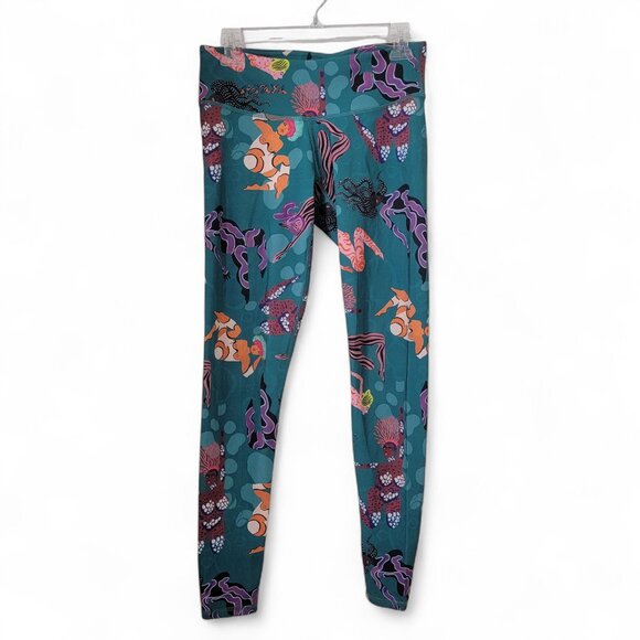 Pitaya Size M Teal Green with Abstract Ladies Graphic Yoga Leggings - Picture 1 of 11